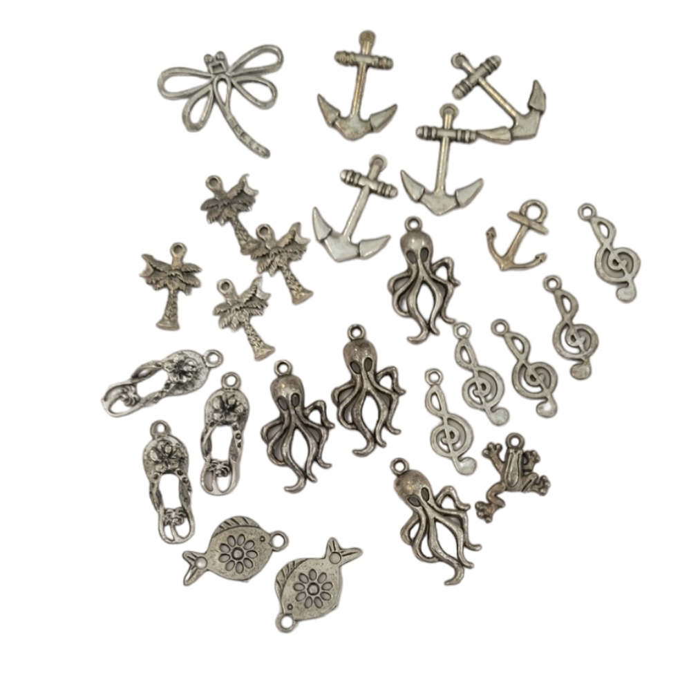 25 Piece Sterling Silver Miscellaneous Charms for Jewelry Making